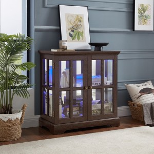 KTMBDW Display Cabinet with LED Lights and Glass, Curio Cabinet, Display Case for Home Decor, Storage Cabinets for Living Room - 1 of 4