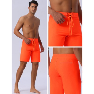 INSPIRE CHIC Men's Summer Lightweight Solid Color Drawstring Long Board Shorts 28 Orange — фото 5