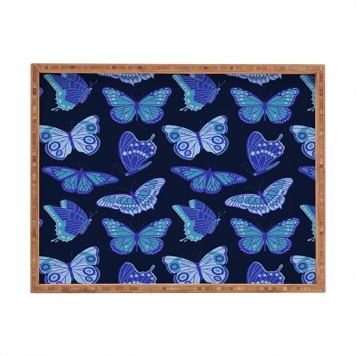 Jessica Molina Texas Butterflies Blue on Navy Rectangular Tray - Deny Designs