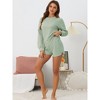 cheibear Women's Long Sleeve Waffle Sweatsuit Set 2 Pcs - 2 of 4