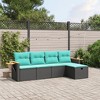 vidaXL 5-Piece Patio Sofa Set with Cushions - Black PE Rattan, Modular Outdoor Furniture for Garden, Patio, Deck - 2 of 4