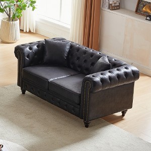 SKRAN Chesterfield Sofa with Rolled Arms 3 Seater with Button Design and for Apartment,Living Room - 1 of 4