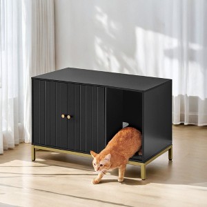 Litter Box Enclosure, Modern Cat Litter Box Furniture Hidden, with Scratching Mat, Cat House, Side End Table, 31.5 x 19.7 x 21.7 Inches - 1 of 4