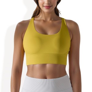 Anna-Kaci Active Women's Scoop Neck Stretchy Cropped Banded Criss Cross Back Sports Bra - 1 of 4