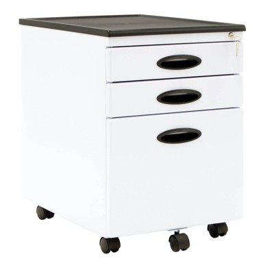 Calico Designs Home Office Furniture Storage 3 Drawer Mobile File Cabinet, White