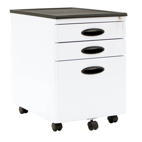 3 Drawer Mobile File Cabinet White, Office Storage Cabinet With Drawers