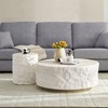 35.43" Fiberglass Round Coffee Table Set with Imitation Stone Surface and No Assembly Required - 2 of 4