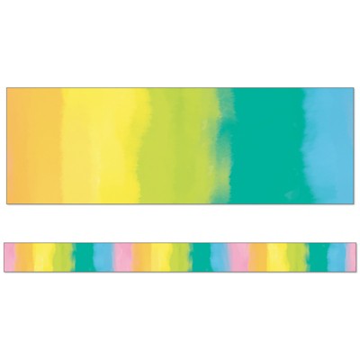 Happily Ever Elementary Creatively Inspired Watercolor Straight Borders, 36 Feet (Pack of 6)