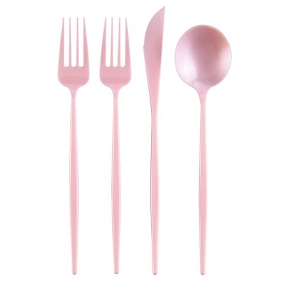 Silver Spoons Modern Disposable Flatware Set, Includes 40 Forks, 20 Spoons and 20 Knives, Opulence Collection
