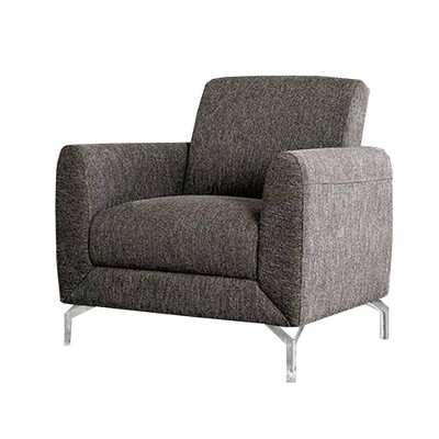 Accent Chair with Fabric Padded Seat and Metal Legs Gray - Benzara