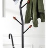 76" Billie Black Tree Coat Rack Walnut Hooks with Umbrella Stand - Ore International - 3 of 4