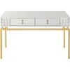 HomeRoots 47" White and Gold Wood Console Table With Two Drawers - 4 of 4