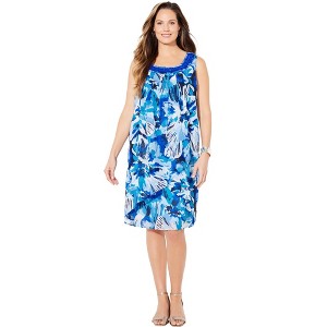 Catherines Women's Plus Size Tulip Overlay Dress - 1 of 4