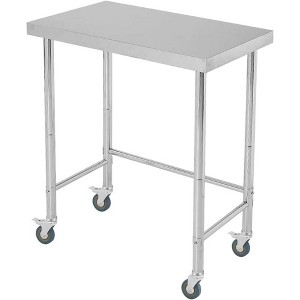 Silver Stainless Steel Utility Work Tables  with Open Base Single Tier, Kitchen Prep Table for Restaurant, Garage, Workshop - 1 of 4