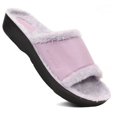 Aerothotic - Aspen Fuzzy Strap Ladies Arch Support Slides, Lightpurple-8
