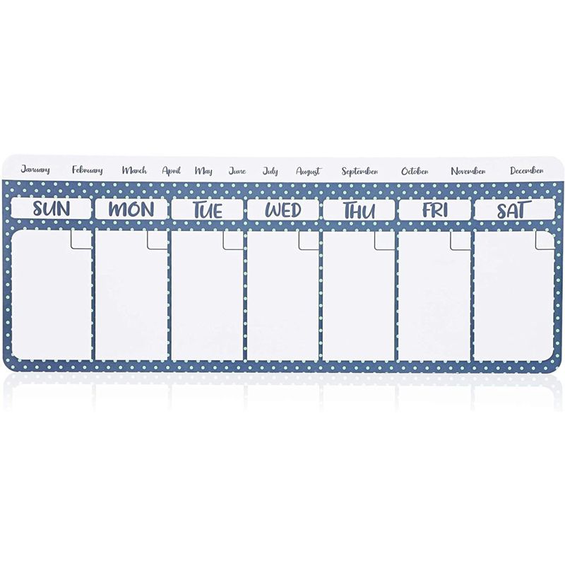 4 Packs Magnetic Dry Erase Polka Dot Refrigerator Calendar Reminders To Do list for Whiteboards Fridges Lockers, White Blue, 11 x 4.2 inches, 5 of 7