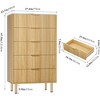 Modern Fluted 5/6/7 Drawer Dresser, Large Natural Wood Chest of Drawers with Gold Handles, Bedroom Storage Organizer, Stylish Dresser - 2 of 4