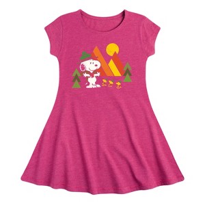 Girls' - Peanuts - Retro Trailblazer Fit & Flair Cap Sleeve Dress - 1 of 3