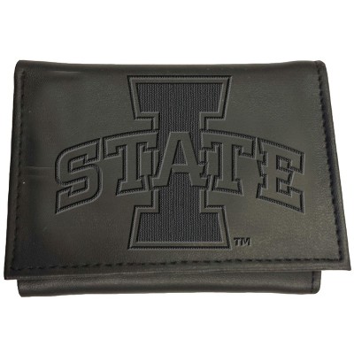 Evergreen NCAA Iowa State Cyclones Black Leather Trifold Wallet Officially Licensed with Gift Box