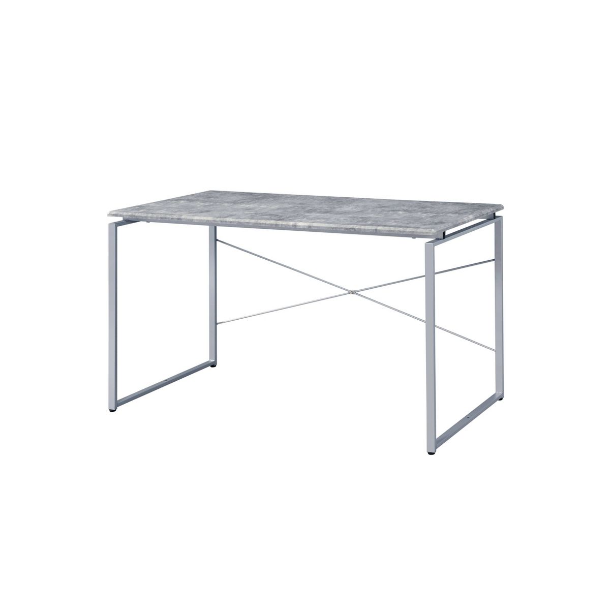 Jurgen Desk Faux Concrete - Acme Furniture: 47" Wide, Metal Frame, Veneer Surface, No Storage, Office Furniture