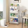 Itopfox 4-Tier Rolling Storage Cart with Lockable Wheels, Extra Hanging Cups & Handles for Kitchen, Bathroom, Living Room, Office - White - 4 of 4