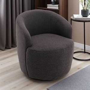 25.6" Teddy Swivel Barrel Armchair with 360-degree Rotation and Metal Base - 1 of 4