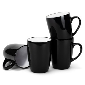 Elanze Designs Color Pop White Black Exterior 16 ounce Glossy Ceramic Mugs Matching Set of 4 - 1 of 4