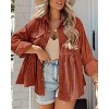 Imily Bela Womens Corduroy Shackets Long Sleeve Casual Tops with Pocket Detail Loose Fit - 3 of 4