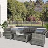 Outsunny 4 Pieces Patio Furniture Sets Rattan Wicker Chair w/ Table Outdoor Conversation Set with Cushion for Backyard Porch Garden Poolside and Deck - 3 of 4