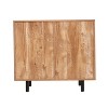 Emma and Oliver Classic Bar and Sideboard with Shaker Style Single Door Cabinet with Hanging Glass Storage and Open Bottle Shelves - 3 of 4