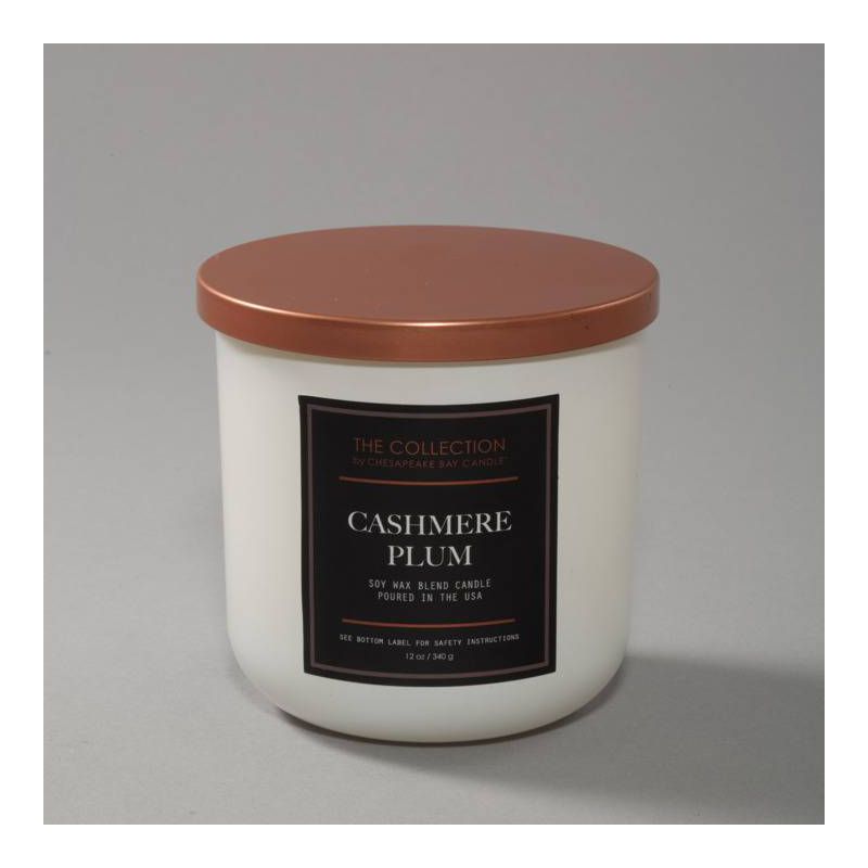 2-Wick White Glass Cashmere Plum Lidded Jar Candle 12oz - The Collection By Chesapeake Bay Candle, 4 of 10