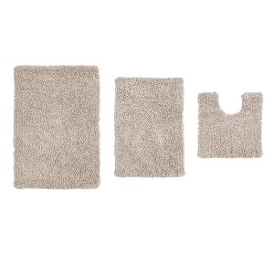 Fantasia Bath Rug Collection Cotton Shaggy Pattern Tufted Set of 3 Bath Rug Set - Home Weavers - 1 of 3