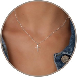 Women's Cross Necklace, 16-18 Inch Silver/Gold Chain, Simple Religious Faith Jewelry Gift - 1 of 4