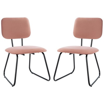 Chavelle Dusty Rose Velvet Upholstered Side Chair with Matte Black Frame