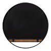 Kate and Laurel Traymont Mirror with Wood Shelf, 22" Diameter, Rustic Brown - 3 of 4