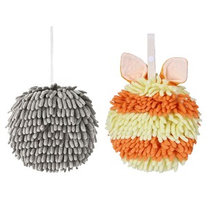 REGALWOVEN 2 Pcs Comfortable Soft Absorbent Chenille Ball Fuzzy Hand Towels - 1 of 4