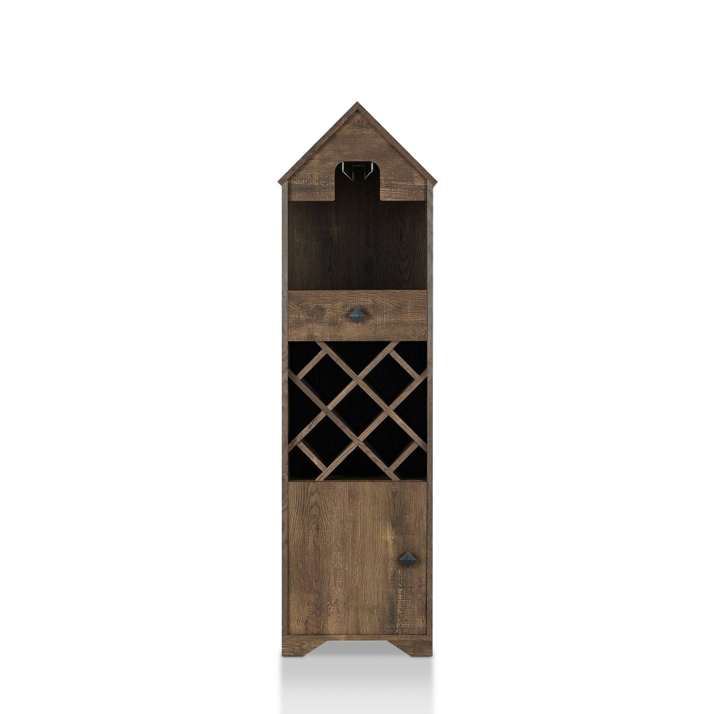 24/7 Shop At Home Nellda Wine Rack Reclaimed Oak: Home Bar Furniture, Bottle Cabinet, Liquor Storage