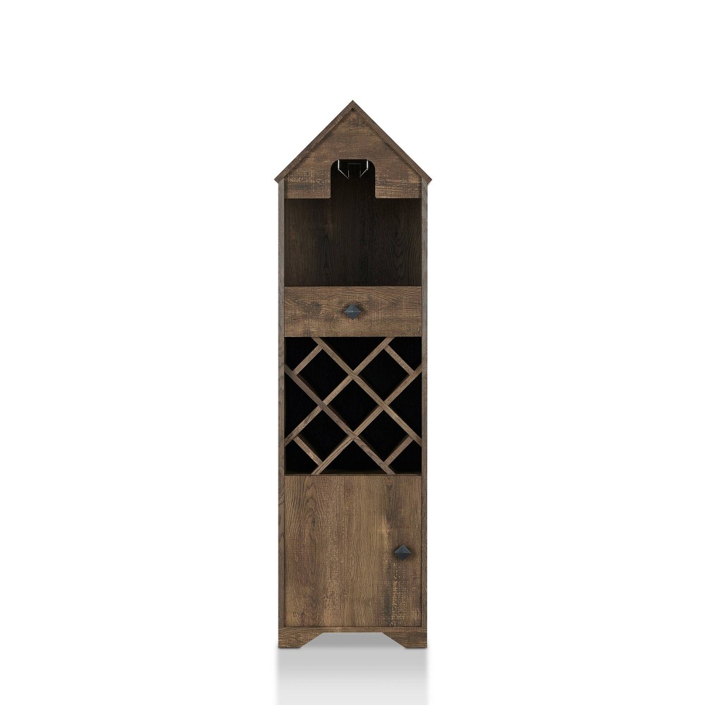 Photos - Display Cabinet / Bookcase 24/7 Shop At Home Nellda Wine Rack Reclaimed Oak