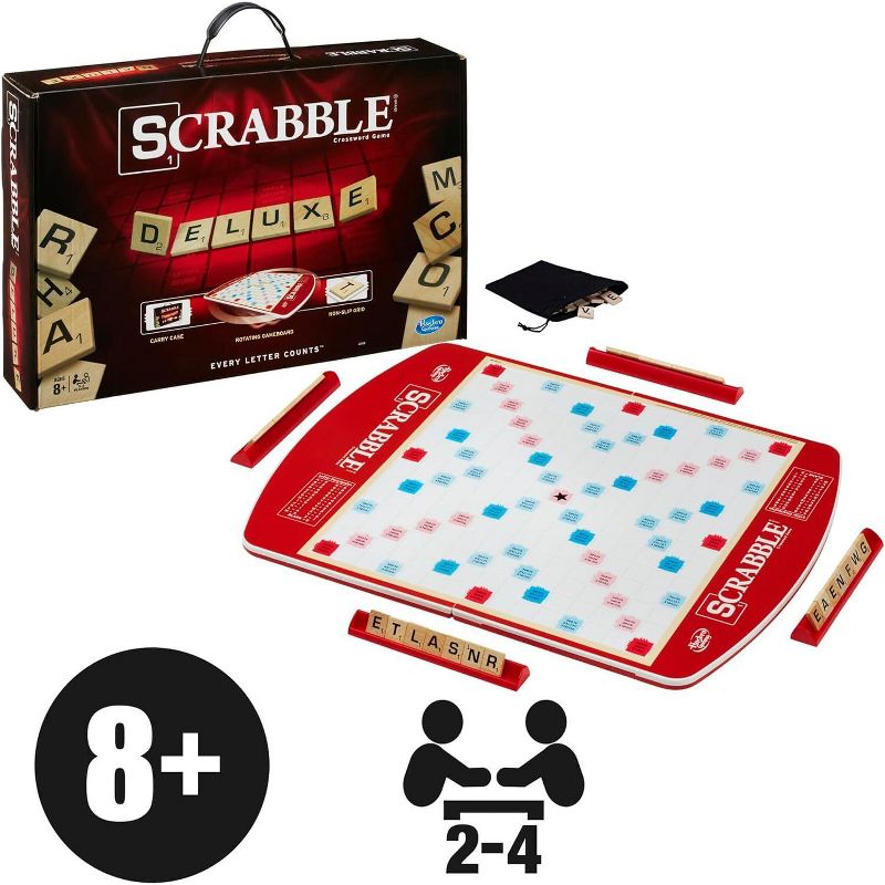 Scrabble Deluxe Edition Letter Tiles Board Game, Family Board Games for Adults and Kids, Ages 8+, 3 of 5