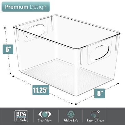 Large Clear Plastic Stackable Storage Bins with Handles, 4 Pack
