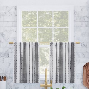 2pc Archaeo Slub Textured Striped Cotton Cafe Curtain Tier Pair - 1 of 4