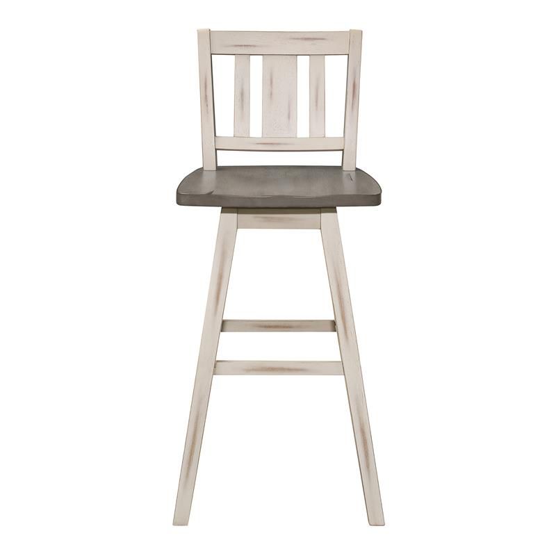 Amsonia Slat Back Bar Height Dining Swivel Chair in White (Set of 2) - Lexicon, 4 of 10
