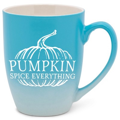 Elanze Designs Pumpkin Spice Everything Two Toned Ombre Matte Teal and White 12 ounce Ceramic Stoneware Coffee Cup Mug