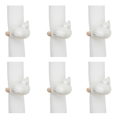 Gallerie II Turbo Shell White Napkin Ring Set of 6