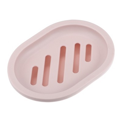 Unique Bargains Plastic Soap Dish Keep Soap Dry Soap Cleaning Storage Drill Free Soap Holder for Home Bathroom Kitchen 13x9.2cm 1 PC Pink