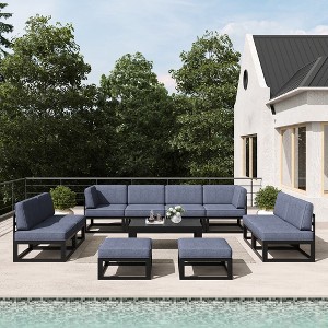 LayinSun 11-Piece Large Outdoor Modular L-Shaped Sectional Set with Coffee Table - 1 of 4