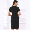 INSPIRE CHIC Women's Crew Neck Short Sleeve Business Elegant Office Peplum Sheath Dresses - 4 of 4
