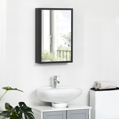 Black Steel Wall Mounted Medicine Cabinet with Mirror