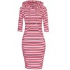 Women's Casual Long Sweatshirts 3/4 Sleeve Hooded Bodycon Dress with Kangaroo Pocket - 2 of 3