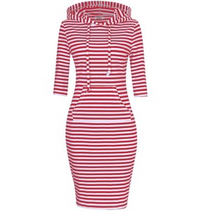 Clearlove Women's Casual Pocket Slim Pullover Maxi Hoodie Dress - 1 of 4